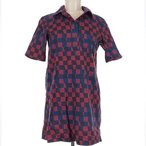 Dusen Dusen Red and Blue Polo Shirt Mini Dress Double Check Red Blue Purple M